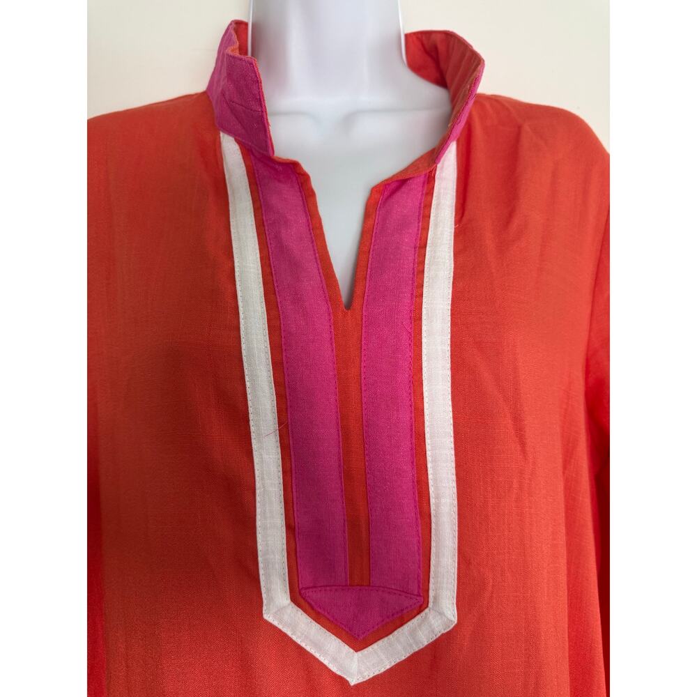 Les Canediers Tunic Dress Orange Pink Vneck SIZE 12‎ - Picture 3 of 14